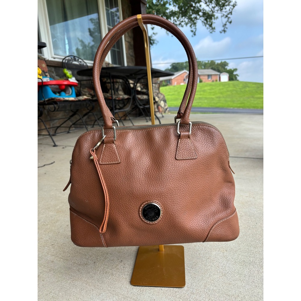 Dooney & Bourke Pebbled Leather Satchel Brown Ginger Handbag